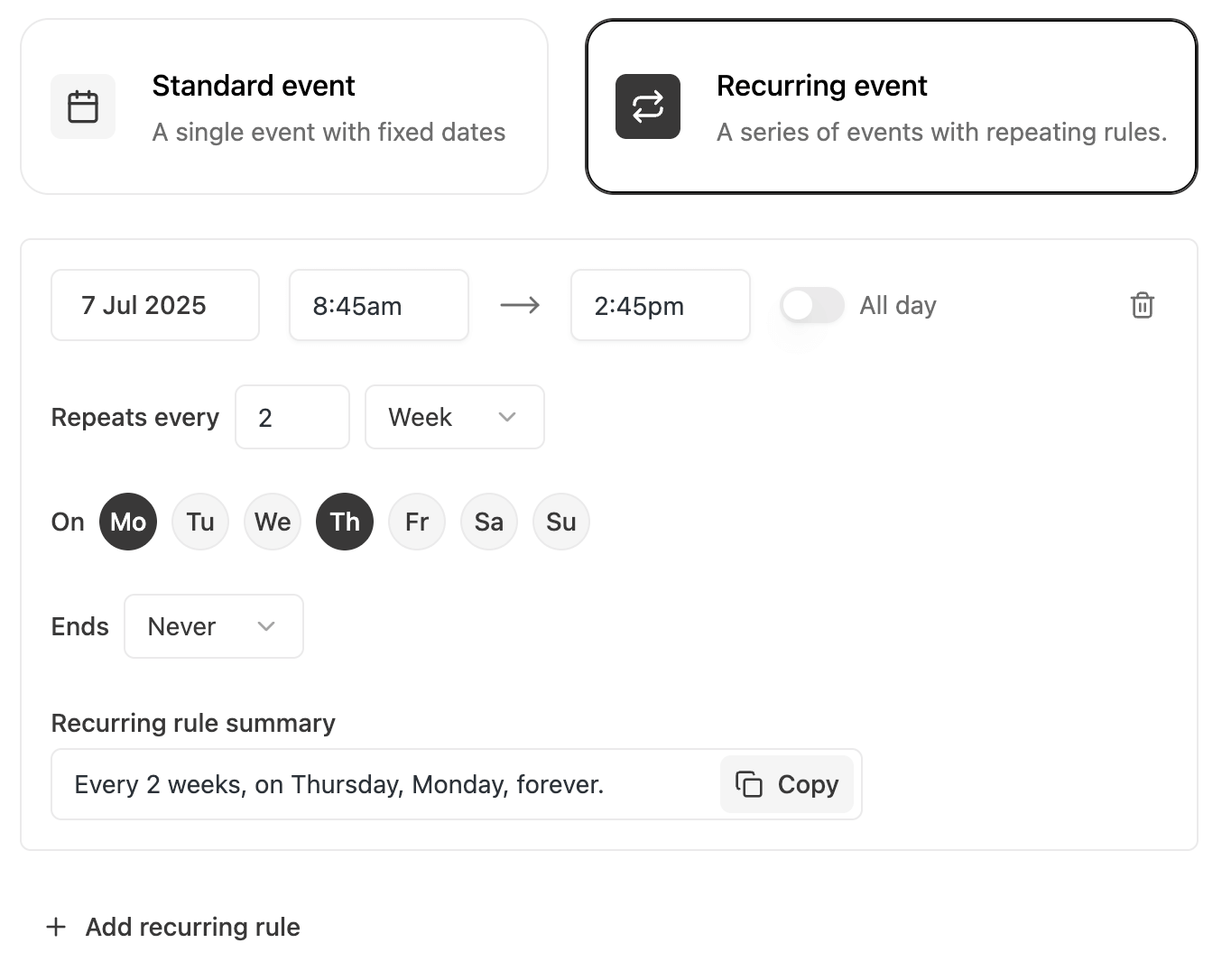 EventKoi Recurring events