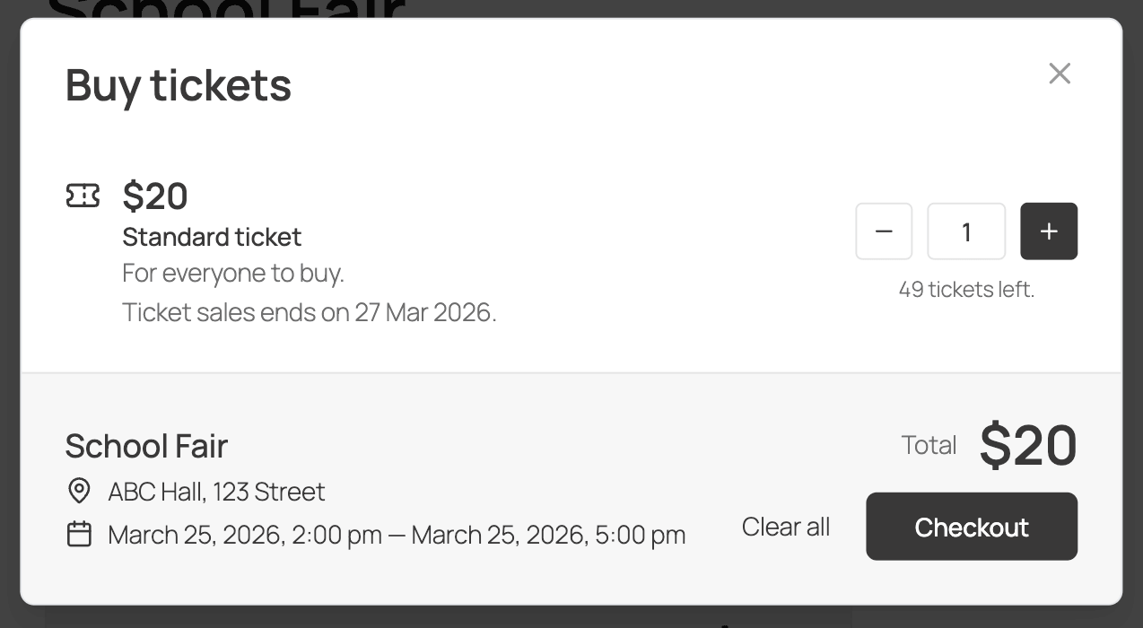 UI for Tickets checkout