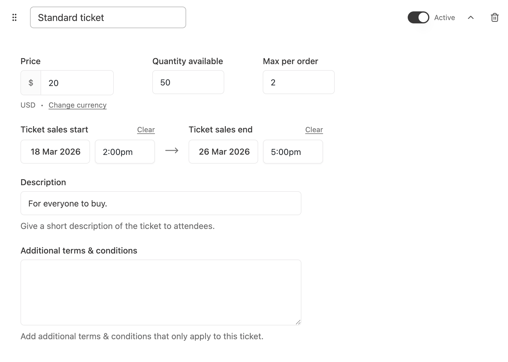 UI for Tickets admin settings